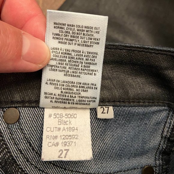 Rich + Skinny Black Waxed Jeans - Size 27 - Picture 6 of 7